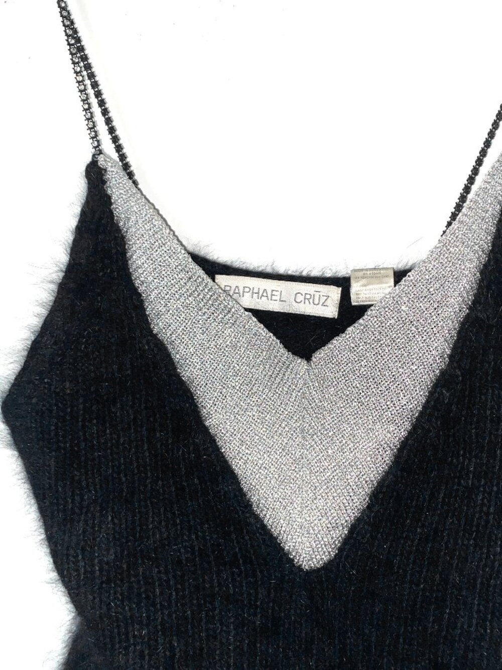 vintage 90s black furry cropped party tank top